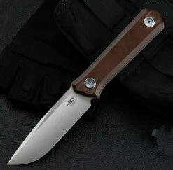 Bestech Hedron Fixed Blade - Brown Micarta (3.75" D2 SW) BFK02D