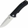 Bestech Mako BG27A Flipper Knife, 3.74" D2 Drop Point Blade, Milled Black G-10 Handle