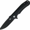 Bestech Mako BG27B Flipper Knife, 3.74" D2 Black Stonewashed Drop Point Blade, Milled Black G-10 Handle