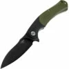 Bestech Knives Penguin Flipper Knife BG32E, 3.6" D2 Black Plain Blade, Black & Green G-10 Handle