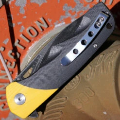 Bestech Airstream - Blk / Yellow G-10 (3.9" D2 Blk SW Drop Point) BG47B -Knifeworks Sales Shop BTKG47B.1 50938.1667501300