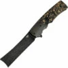 Bestech Knives Spanish Tip Razor BT2101C, 3.66" M390 Black PVD Coated Plain Blade, Copper Shred Carbon Fiber Handles With Titanium Bolsters