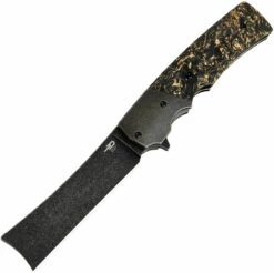 Bestech Knives Spanish Tip Razor BT2101C, 3.66" M390 Black PVD Coated Plain Blade, Copper Shred Carbon Fiber Handles With Titanium Bolsters