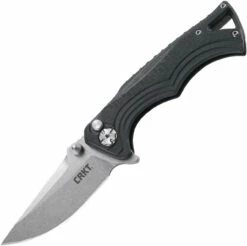 CRKT BT Fighter Button Lock CR5220, 2.856" 8Cr13MoV Plain Blade, Glass Reinforced Nylon Handle