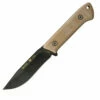 Buck Knives Buck 104 Compadre Camp Knife, 4.5" 5160 Spring Steel Black Coated Blade, Natural Canvas Micarta Handle, Black Leather Sheath