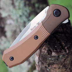 Buck Knives Buck Paradigm Assisted Open Knife 590BRS-B, 3" S35VN Satin Plain Blade, Brown Textured G-10 Handles -Knifeworks Sales Shop BU590BRS.3 85876.1625684773
