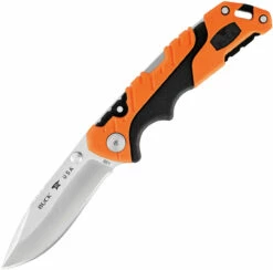 Buck Knives Buck 661 Orange Pursuit Pro Small Folding Knife, 3.5" S35VN Satin Drop Point Blade, Black & Orange Glass Filled Nylon Handle