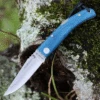 Castillo Knives Navaja Lockback Folding, C1CBM, 3" Satin Sandvik 14C28N Blade, Coastal Blue Micarta Handles