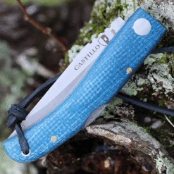 Castillo Knives Navaja Lockback Folding, C1CBM, 3" Satin Sandvik 14C28N Blade, Coastal Blue Micarta Handles -Knifeworks Sales Shop C1CBM.3 54694.1636053508