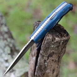 Castillo Knives Navaja Lockback Folding, C1CBM, 3" Satin Sandvik 14C28N Blade, Coastal Blue Micarta Handles -Knifeworks Sales Shop C1CBM 11679.1636053508