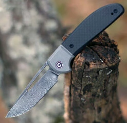 CIVIVI Trailblazer-Blk G10 W/ CF (2.97" Damascus) C2018DS-1