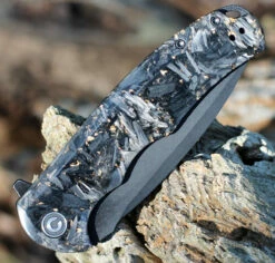 CIVIVI Praxis Flipper - Golden Shred CF (3.75" 9Cr18MoV Blk SW) C803J -Knifeworks Sales Shop CIVC803J.3 18458.1660666623