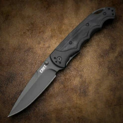 CRKT 1050K Fire Spark™, 3.875" Black 8Cr14MoV Plain Blade, Black G-10 Handle