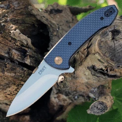 CRKT Avant 4620 Flipper Knife, 3.17" 8Cr14Mov Satin Drop Point Blade, Black Weaved Carbon Fiber Handles