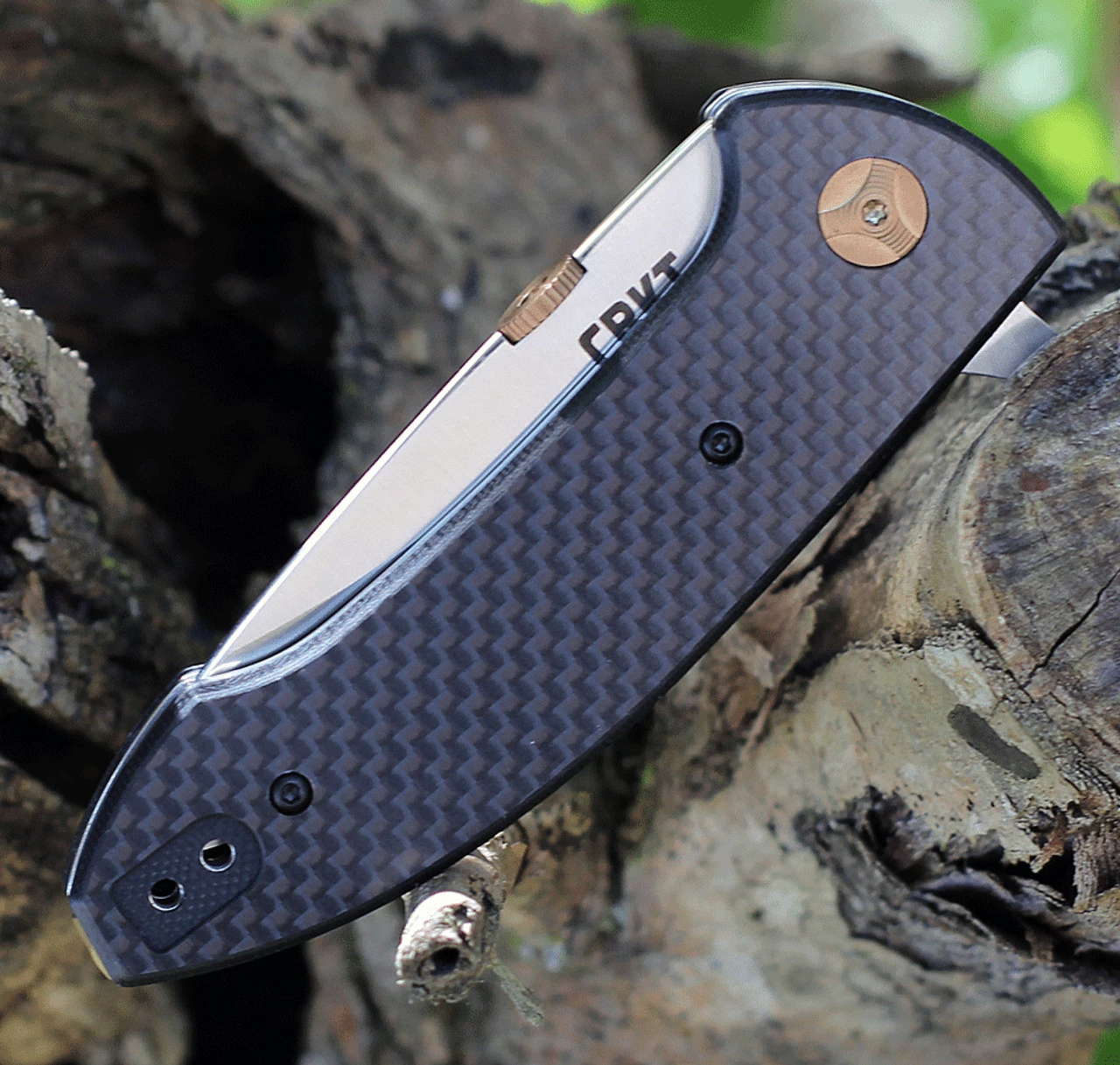 CRKT Avant 4620 Flipper Knife, 3.17" 8Cr14Mov Satin Drop Point Blade, Black Weaved Carbon Fiber Handles 3 CRKT Avant 4620 Flipper Knife, 3.17" 8Cr14Mov Satin Drop Point Blade, Black Weaved Carbon Fiber Handles - Image 3