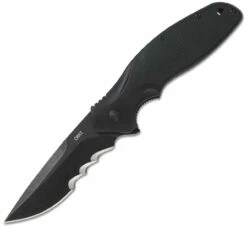 CRKT Shenanigan Spring Assisted Flipper K800KKP, 3.35" 1.4116 Stainless Steel Black Stonewashed Veff Serration Blade, Black GRN Handles