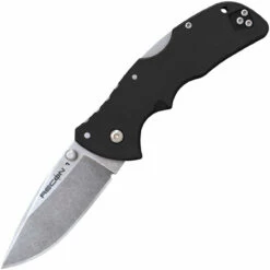 Cold Steel Mini Recon 1 Spear Point Folding Knife 27BAS, 3" AUS-10A Stonewashed Plain Blade, Black GRN Handle
