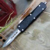 CobraTec Black FS-X OTF Knife CTKLBLKFS-XLDAG1SS, 3.75" D2 Steel Dagger Serrated Blade, Black Aluminum Handle