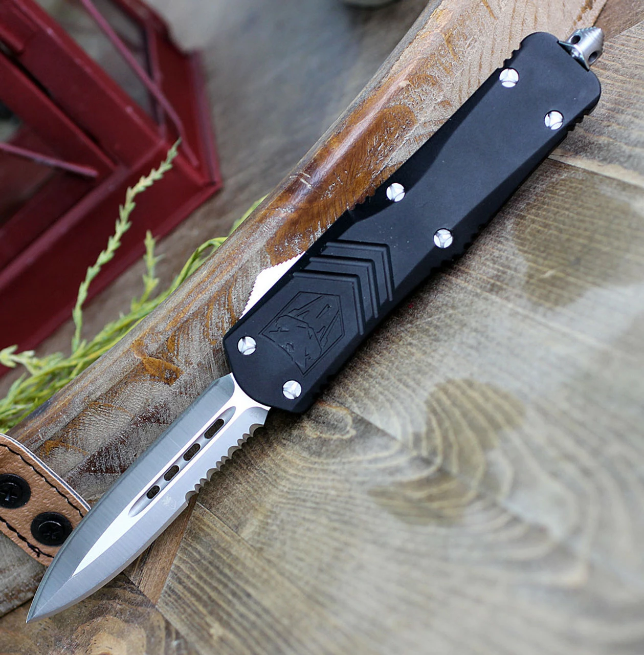 CobraTec Black FS-X OTF Knife CTKLBLKFS-XLDAG1SS, 3.75" D2 Steel Dagger Serrated Blade, Black Aluminum Handle 1 CobraTec Black FS-X OTF Knife CTKLBLKFS-XLDAG1SS, 3.75" D2 Steel Dagger Serrated Blade, Black Aluminum Handle