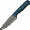 Damascus Blades Exotic Hunter - Blue Wood (4" Damascus) 1290