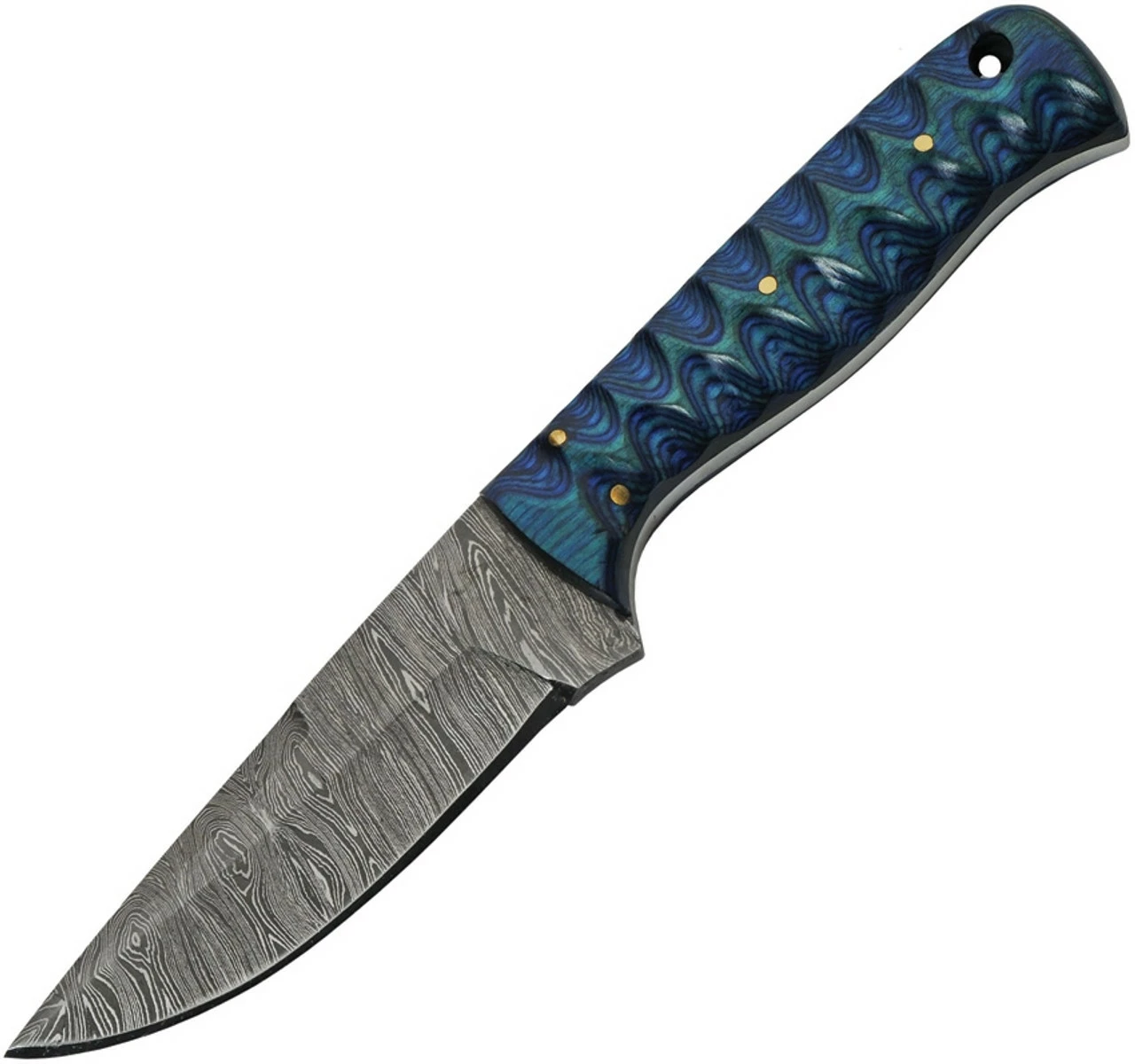Damascus Blades Exotic Hunter - Blue Wood (4" Damascus) 1290 1 Damascus Blades Exotic Hunter - Blue Wood (4" Damascus) 1290
