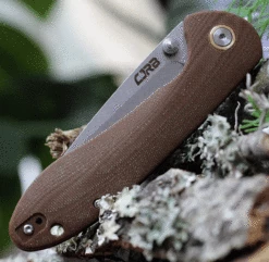 CJRB Cutlery Feldspar J1912-BNC, 3.53" D2 Steel Stonewashed Plain Blade, Contoured Brown G-10 Handle -Knifeworks Sales Shop J1912BNC.3 90851.1619552296