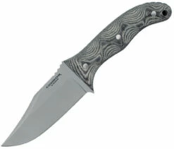 Condor Little Bowie, 4.63" Blasted Satin 1075HC Plain Blade, Black And Gray Micarta Handle