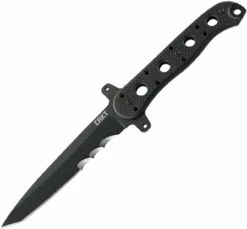 CRKT M16-FX Tanto CR13FX, 4.636" SK-5 Steel W/ Black Veff Serrated Blade, Black G10 Handle