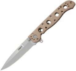 CRKT M16 03BS Bronze Framelock, 3.55" 12C27 Sandvik Bead Blasted Plaim Blade, 2Cr13 Handle
