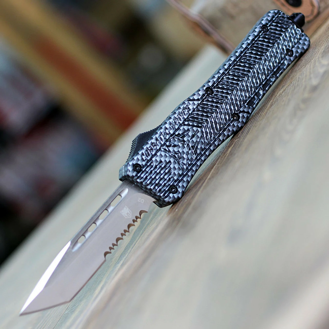 CobraTec Knives MCFCTK-1MTS Medium CTK-1 Carbon Fiber Wrap, 3.0" D2 Steel Tanto Serrated Blade 1 CobraTec Knives MCFCTK-1MTS Medium CTK-1 Carbon Fiber Wrap, 3.0" D2 Steel Tanto Serrated Blade
