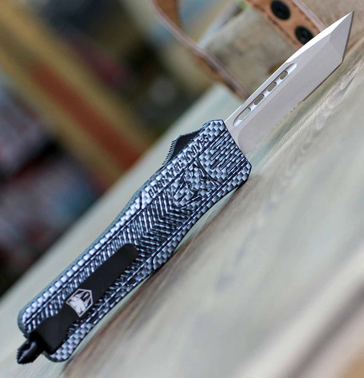 CobraTec Knives MCFCTK-1MTS Medium CTK-1 Carbon Fiber Wrap, 3.0" D2 Steel Tanto Serrated Blade 2 CobraTec Knives MCFCTK-1MTS Medium CTK-1 Carbon Fiber Wrap, 3.0" D2 Steel Tanto Serrated Blade - Image 2