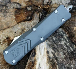 CobraTec Gray FS-X OTF Knife CTKMGRYFS-XMDAG1SS, 3" D2 Steel Dagger Serrated Blade, Gray Aluminum Handle -Knifeworks Sales Shop MGYFSX.1 00556.1583253433