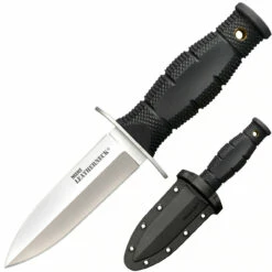 Cold Steel Mini Leather Neck Double Edge CS-39LSAC, 3.5" 8Cr13MoV Double Edge Spear Point Plain Blade, Black Long Kray-ExHandle