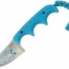 CRKT Minimalist Bowie Cthulhu, 2.13" 8Cr13MoV Satin Plain Blade, Blue Polypropylene Handle W/ Sheath