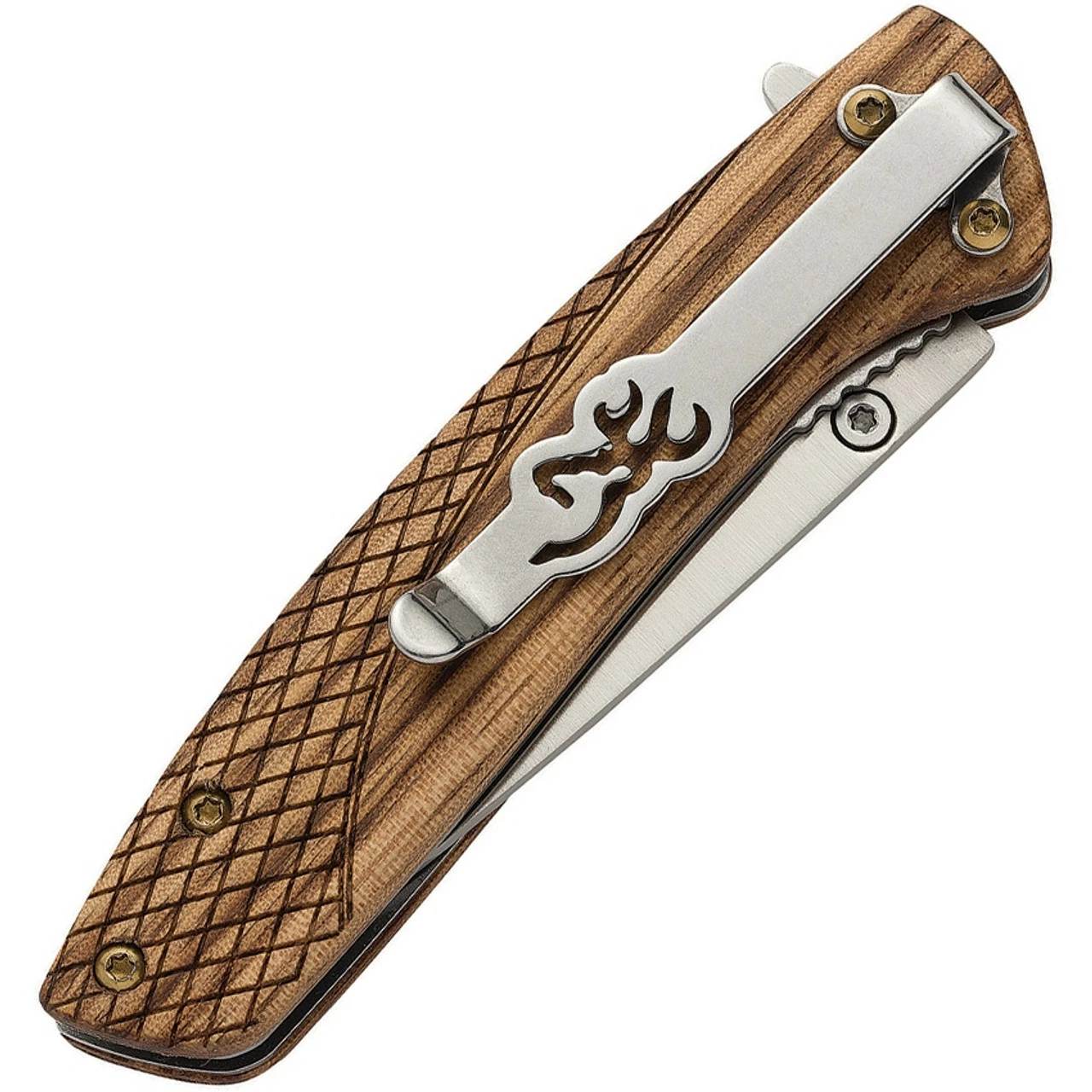 Browning Pursuit Linerlock, BR0007, 2.5" 7Cr17MoV Stainless Drop Point Blade, Wood Handle 2 Browning Pursuit Linerlock, BR0007, 2.5" 7Cr17MoV Stainless Drop Point Blade, Wood Handle - Image 2
