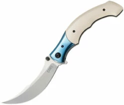 CRKT 7471 Ritual, 4.37" 12C27 Sandvik Satin Plain Blade, Ivory Micarta Handle