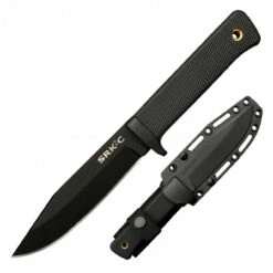 Cold Steel SRK Compact CS49LCKD, 5" SK-5 With Black Tuff-Ex™ Finish Plain Blade, Black Long Kray-Ex Handle