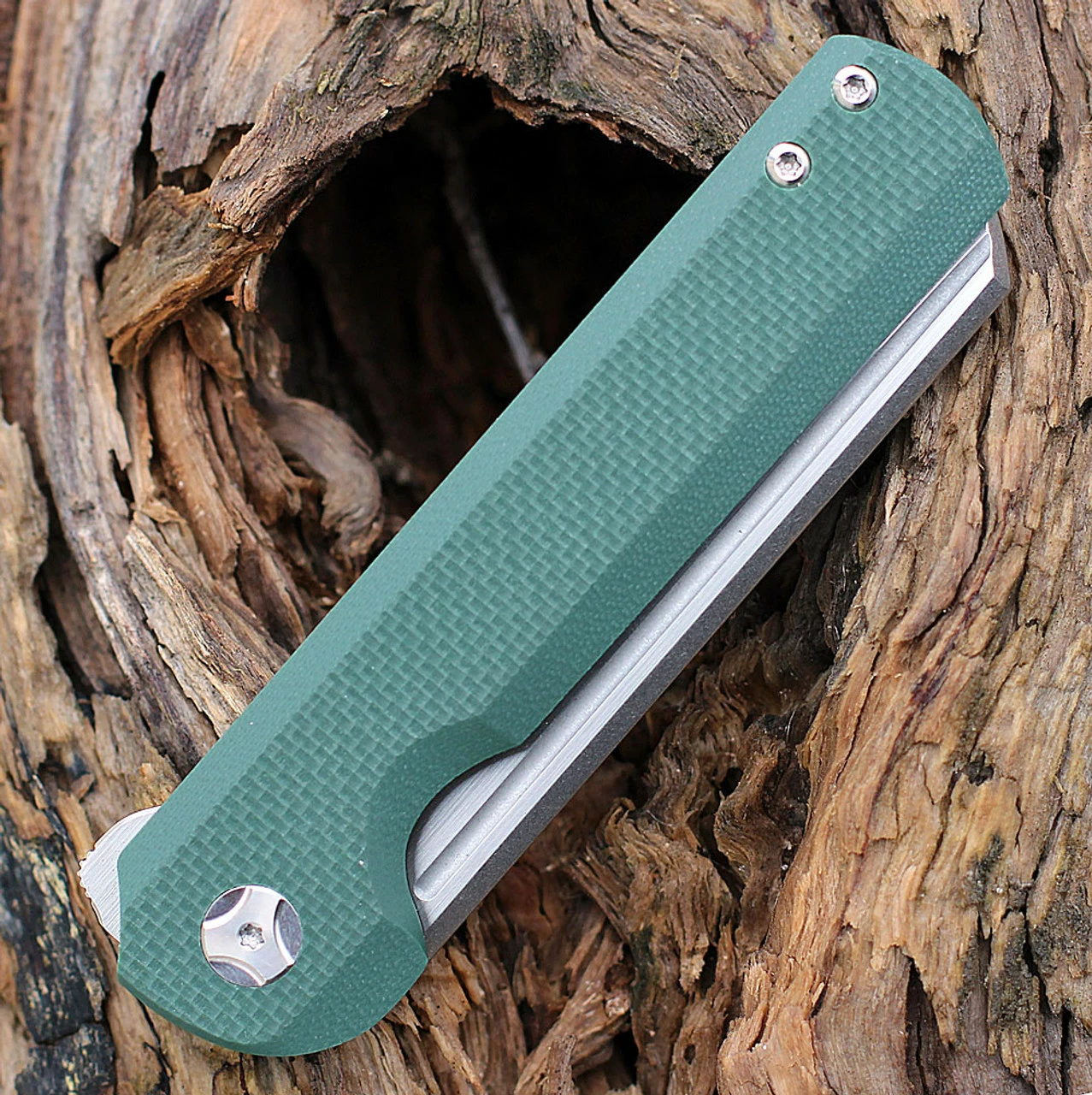 Arcform Slimfoot Folding - Ti / Green G-10 (3.5" M390 Satin Sheepsfoot) 3 Arcform Slimfoot Folding - Ti / Green G-10 (3.5" M390 Satin Sheepsfoot) - Image 3