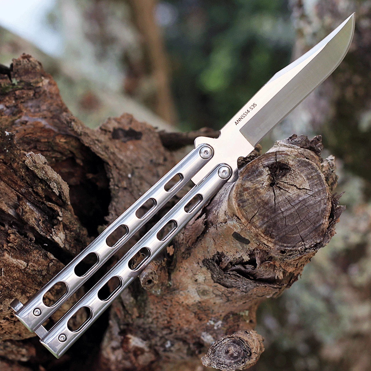 Bear & Son 30th Anniversary Butterfly 14 - SS Vein (4.1" S35VN) ANNSS14S35 2 Bear & Son 30th Anniversary Butterfly 14 - SS Vein (4.1" S35VN) ANNSS14S35 - Image 2