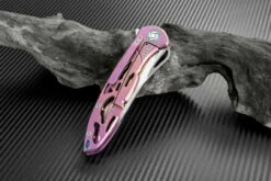 Artisan Dragonfly ATZ1801GREM, 3.94" M390 Plain Blade, Rose TC4 Titanium Handle -Knifeworks Sales Shop atz1801gres 2 1 57074.1566586067