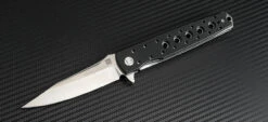 Artisan Virginia ATZ1807PBKF, 3.94" D2 Plain Blade, Flat Black G-10 Handle
