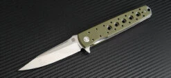 Artisan Virginia ATZ1807PGNF, 3.94" D2 Plain Blade, Flat Green G-10 Handle