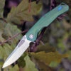 Artisan Zumwalt ATZ1808GGNM, 3.78" M390 Plain Blade, Green Titanium Handle