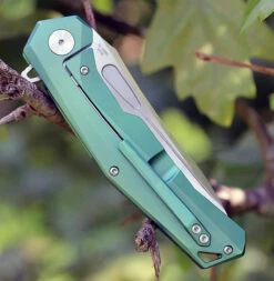 Artisan Zumwalt ATZ1808GGNM, 3.78" M390 Plain Blade, Green Titanium Handle -Knifeworks Sales Shop atz1808ggnm.2 51822.1566585972