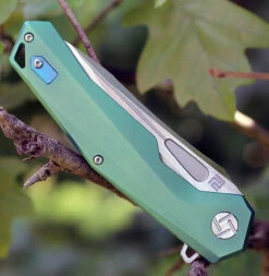 Artisan Zumwalt ATZ1808GGNM, 3.78" M390 Plain Blade, Green Titanium Handle -Knifeworks Sales Shop atz1808ggnm.3 87177.1566585972