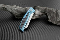 Artisan Falcon ATZ1809GBUM, 3.62" M390 Plain Blade, Blue Carbon Fiber/Titanium Handle -Knifeworks Sales Shop atz1809gbu 2 1 73672.1566586123