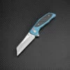 Artisan Falcon ATZ1809GBUM, 3.62" M390 Plain Blade, Blue Carbon Fiber/Titanium Handle