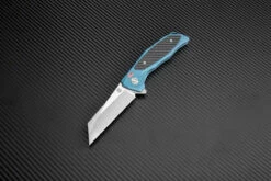 Artisan Falcon ATZ1809GBUS, 3.62" S35VN Plain Blade, Blue Carbon Fiber/Titanium Handle