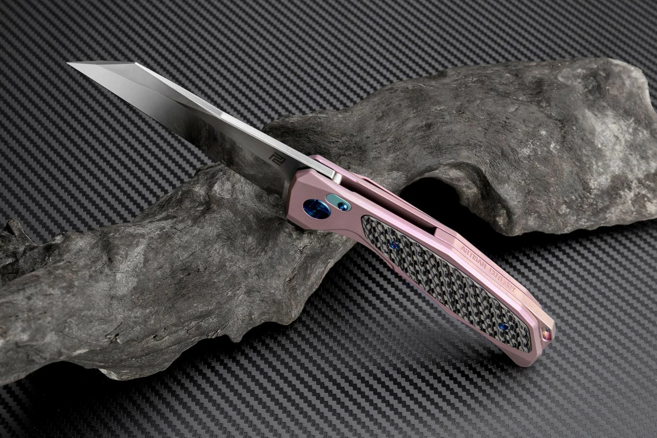 Artisan Falcon ATZ1809GREM, 3.62" M390 Plain Blade, Rose Carbon Fiber/Titanium Handle 2 Artisan Falcon ATZ1809GREM, 3.62" M390 Plain Blade, Rose Carbon Fiber/Titanium Handle - Image 2