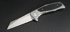 Artisan Falcon ATZ1809PGBK, 3.94" D2 Plain Blade, Gray/Black Aluminum/G-10 Handle